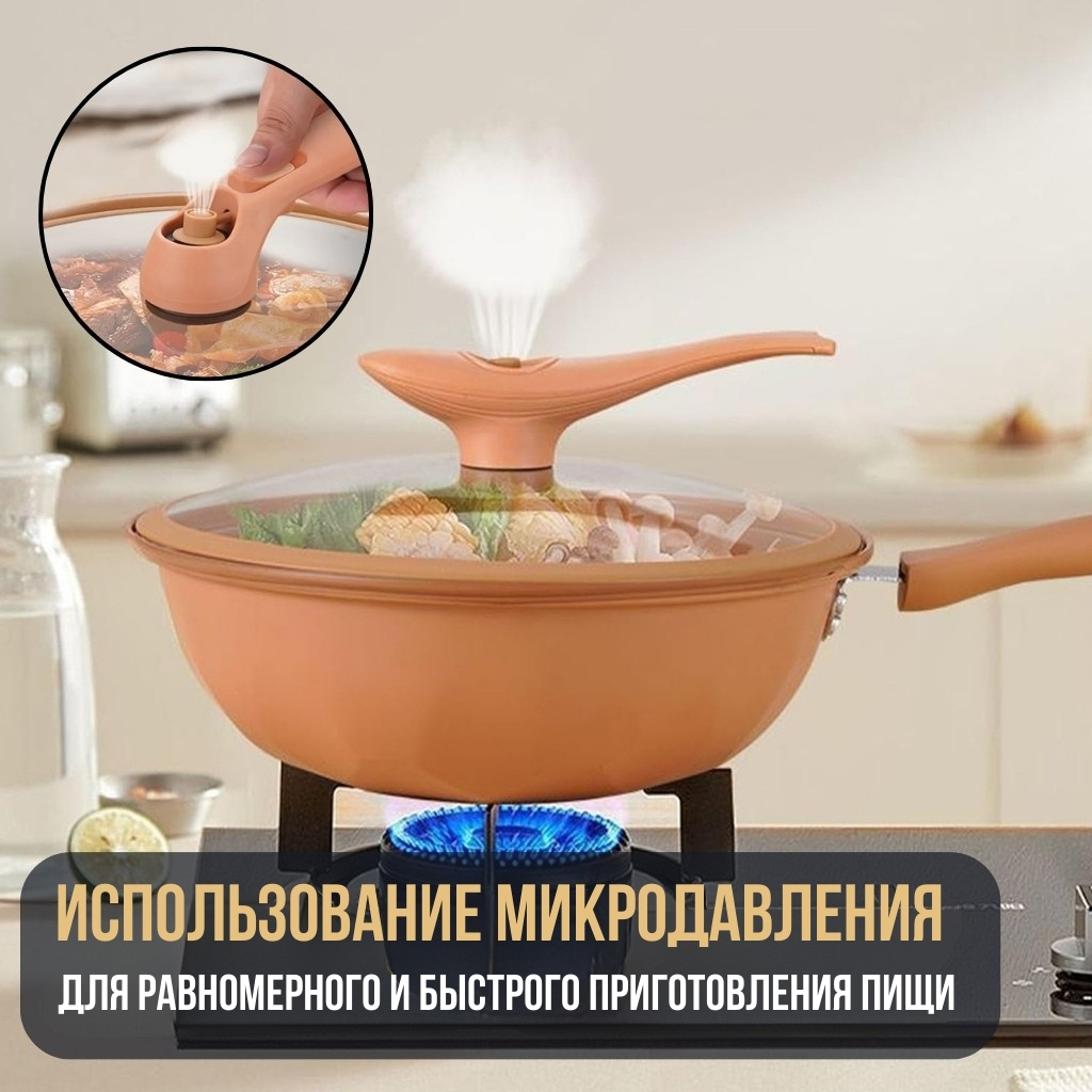 Многофункциональная сковорода-вок с антипригарным покрытием