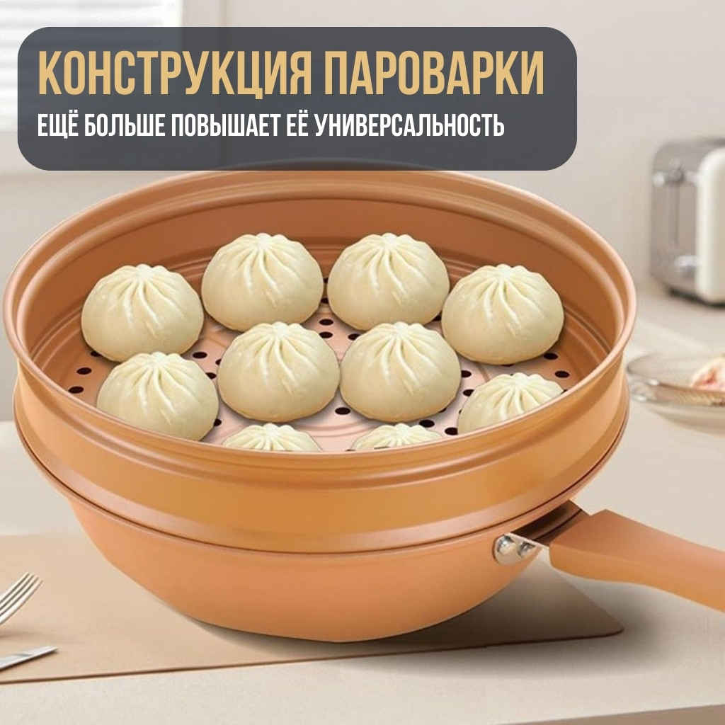 Многофункциональная сковорода-вок с антипригарным покрытием